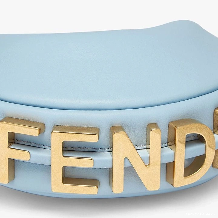 Affordable Leather Calf Sky In Blue Bag Nano Fendi Fendigraphy Hobo 0719